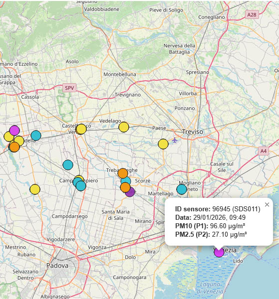 Visualizza i dati di PM10 e PM2.5 nel Veneto sud-orientale Visualizza i dati di PM10 e PM2.5 nel Veneto sud-orientale